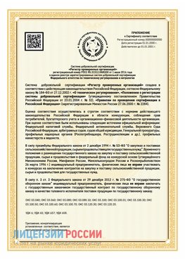 Приложение к сертификату для ИП Талнах Сертификат СТО 03.080.02033720.1-2020